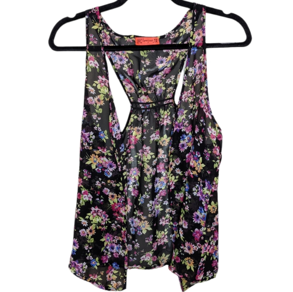 Spoiled Sheer Floral Layering Top Size S 🌸🌿
